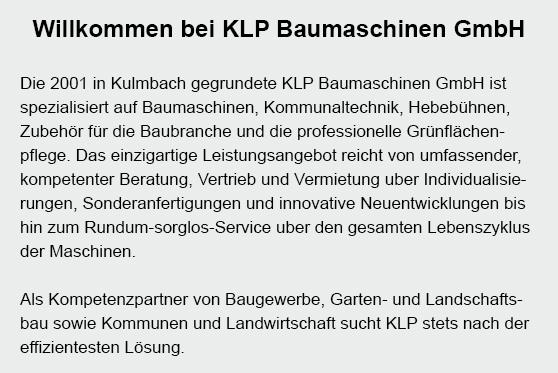 KLP Baumaschinen GmbH im Raum 95336 Mainleus, Ködnitz, Stadtsteinach, Weißenbrunn, Kulmbach, Kasendorf, Thurnau oder Altenkunstadt, Weismain, Burgkunstadt